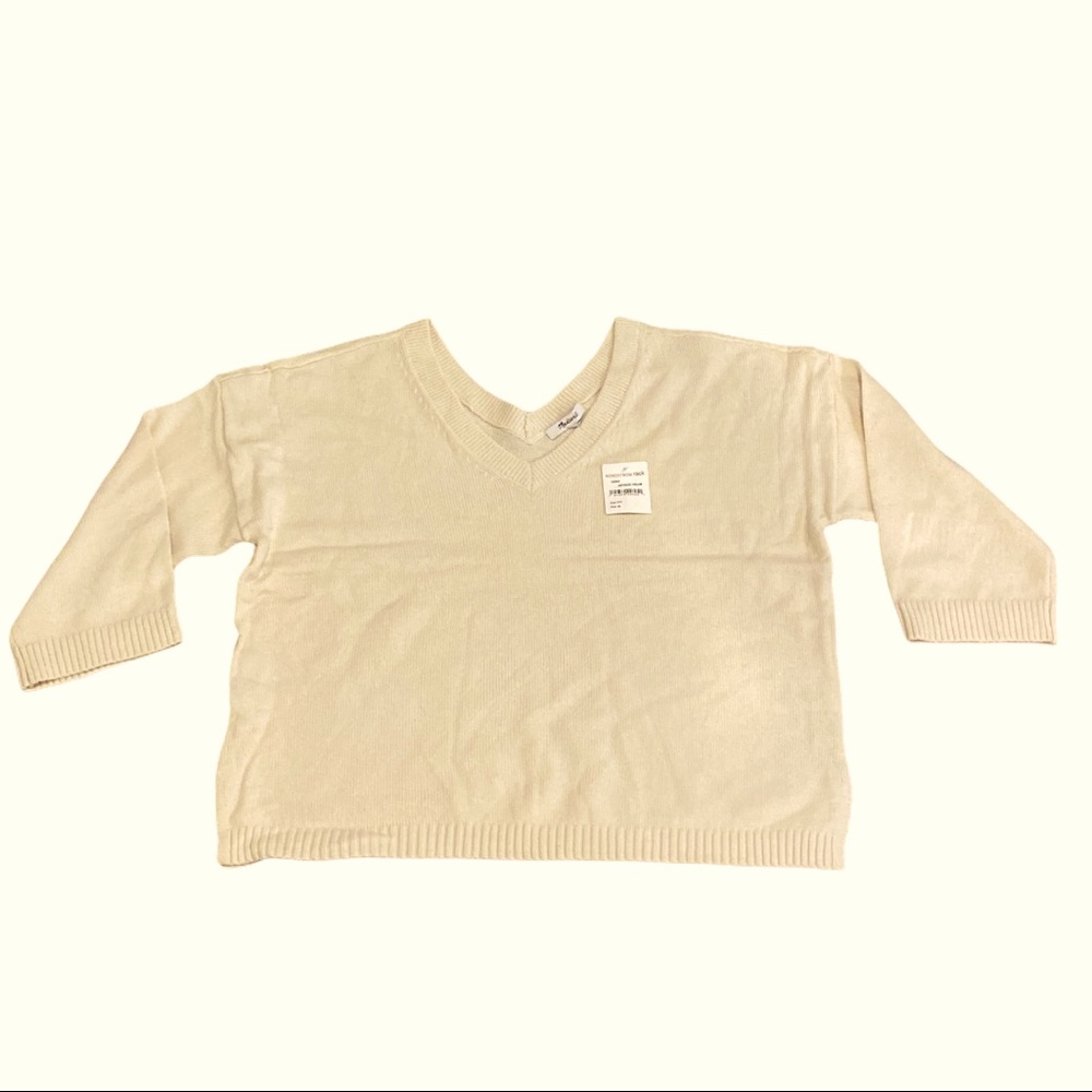 NWT Madewell Double-V Cream Pullover Sweater